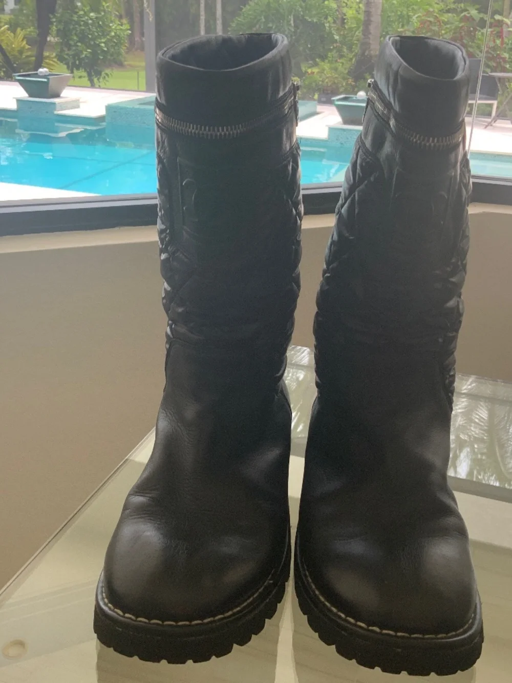 BRAND NEW NEVER WORN CHANEL BLACK QUILTED LEATHER BOOTS PAID $2500.00